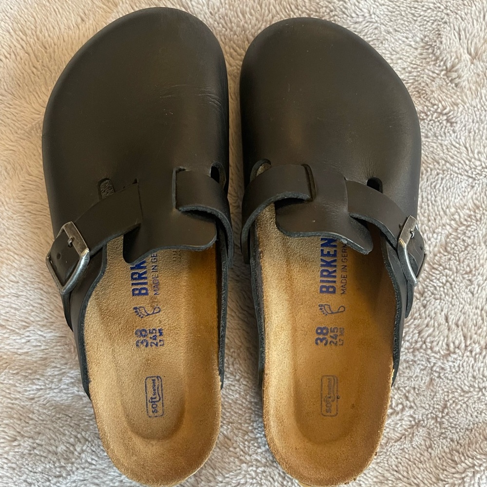 Birkenstock Boston Black Slip-On Shoes